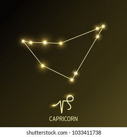 Capricorn constellation and zodiac sing. Vector illustration.