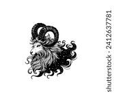 Capricorn Goat Head Vector Illustration