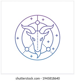 Icono de gradiente de capricornio.Décimo signo de incendio en el símbolo de nacimiento de zodiac.Goat. Signo místico del horóscopo. Concepto de ciencia astrológica.Ilustración vectorial aislada.Adecuada a banners, aplicaciones móviles y presentación