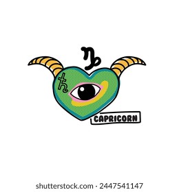 Capricorn Heart One Eyed Astrological Symbol
