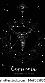 Capricorn horoscope sign with black background
