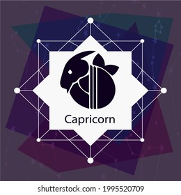 Capricorn horoscope sign, Creative decorative elegant linear astrology zodiac Capricorn emblem template for logo or poster decoration.