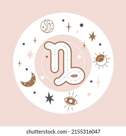 Capricorn Horoscope sign vector - Zodiac astrology element. Esoteric symbol for logo or icon.