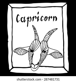 Capricorn horoscope sign vectorized hand draw 