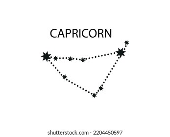 Capricorn Horoscope Symbol. Zodiac Constellation with Stars. Night Sky map. Vector illustration of Astrological signs 
for calendar, horoscope isolated on a background 
