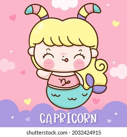 Tatuaje de horoscopio de capricornio como doodle de ilustración de amor de cabra (personaje animal Kawaii), vector de signos de carácter zodiaco, símbolo astrológico. Muro de guardería de cuento de hadas mágico, dibujado a mano. Perfecto para tarjeta de niño.