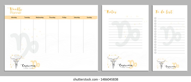 Capricorn horoscope weekly planner for print