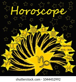 Capricorn. Horoscope zodiac astrology stars with horoscope signs.