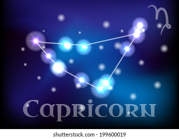 Capricorn horoscope or zodiac or constellation vector illustration