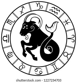 Capricorn  Horoscope  Zodiac sign  Silhouette isolated white background 