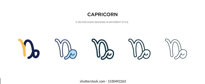 capricorn icon in different style vector illustration. two colored and black capricorn vector icons designed in filled, outline, line and stroke style can be used for web, mobile, ui