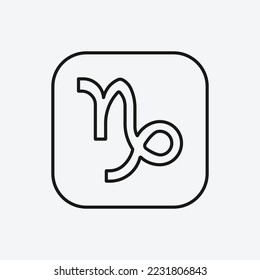 Icono de Capricornio aislado en fondo blanco. Símbolo de astrología moderno, simple, vector, icono para el diseño de sitios web, aplicación móvil, ui. Ilustración vectorial