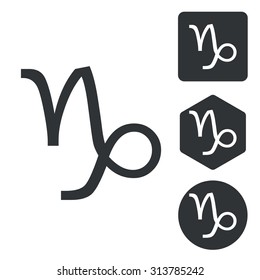 Capricorn icon set, monochrome, isolated on white