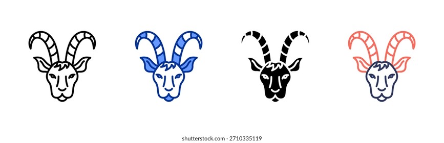 Capricorn icon set multiple style collection