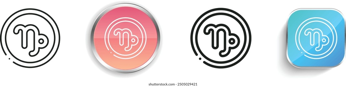 capricorn icon. Thin Linear, Regular and Button Style Design Isolated On White Background