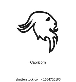 Capricorn linear icon vector on white background. Black icon illustration