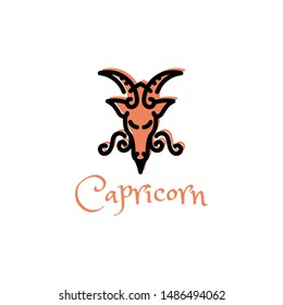 capricorn logo design in flat style, zodiac template