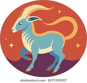 Capricorn minimal circle logo sleek vector art illustration featuring Capricorn's symbol. Ideal for modern branding, astrology themes, and graphic design