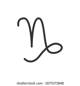 Capricorn minimal line icon. Web stroke symbol design. Capricorn sign isolated on a white background. Premium line icon.
