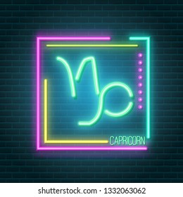 capricorn neon sign, illustration in vector format