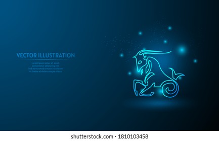 capricorn on blue abstract background. simple blue background. Starlight background