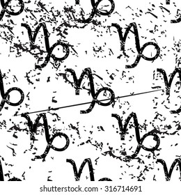 Capricorn pattern, grunge, black image on white background