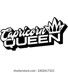 capricorn queen black vector graphic design and cut file