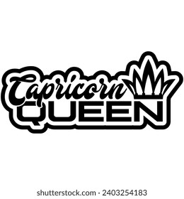 capricorn queen black vector graphic design and cut file