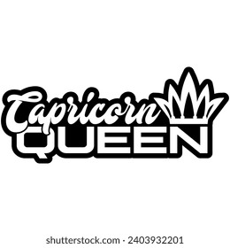 capricorn queen black vector graphic design and cut file