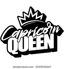 capricorn queen black vector graphic design and cut file