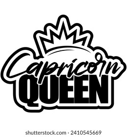 capricorn queen black vector graphic design and cut file