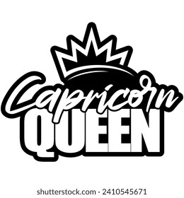 capricorn queen black vector graphic design and cut file