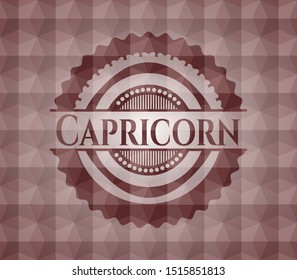Capricorn red badge with geometric pattern. Seamless.