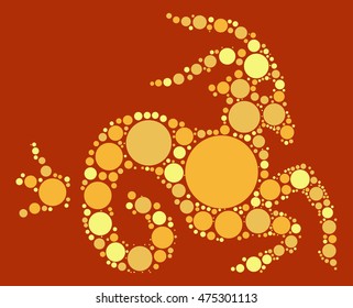 Capricorn shape vector design by color point