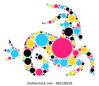 Capricorn shape vector design by color point