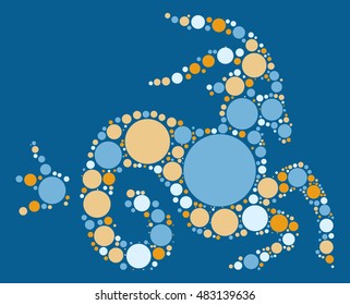 Capricorn shape vector design by color point