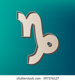 Capricorn sign illustration. Vector. Icon printed at 3d on sea color background.