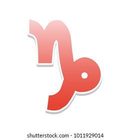 Capricorn sign illustration. Vector. Reddish icon with white and gray shadow on white background. Isolated.