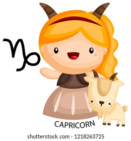 a Capricorn sign portrayed by a girl and her goat