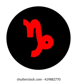 Capricorn sign. Red vector icon
