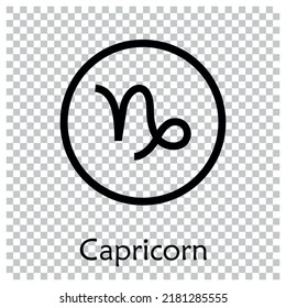 Capricorn sign . Vector illustration. Capricorn zodiac sign symbole on white background horoscope astrology. Zodiac sign. Astrological calendar. Zodiacal black and white vector horoscope. Line