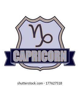 capricorn stamp on whit vector illustration