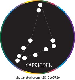 Capricorn Star Map with Black background, horoscope 