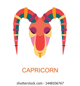 Capricorn star sign with different colors on white background. Vector horoscope zodiac star icon.Vector astrology sign.