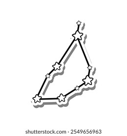 Esquema de la línea de estrellas de Capricornio en la silueta blanca y sombra gris. Estilo de dibujos animados dibujado a mano. Ilustración vectorial para decorar y cualquier diseño.