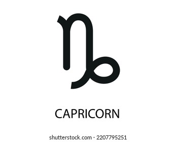 Capricorn Symbol of the Horoscope. Zodiac Sign. Vector illustration of black Astrological signs 
for calendar, horoscope isolated on a background 
