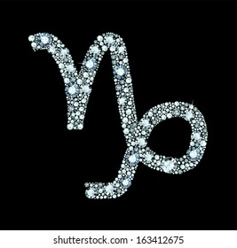 Capricorn symbol made of gems