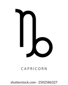 Capricorn, tenth astrological sign of the zodiac, minimalistic Sea goat vector illustration symbol