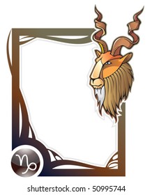 Capricorn, the tenth sign from the series of the zodiac frames in cartoon style, vector illustration