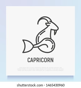 Capricorn thin line icon. Modern vector illustration of astrological sign for horoscope.